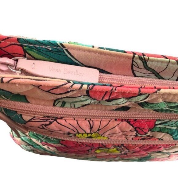 Vera Bradley Triple Zip Crossbody Hipster Retired Print Vintage Floral Pink - Picture 4 of 5